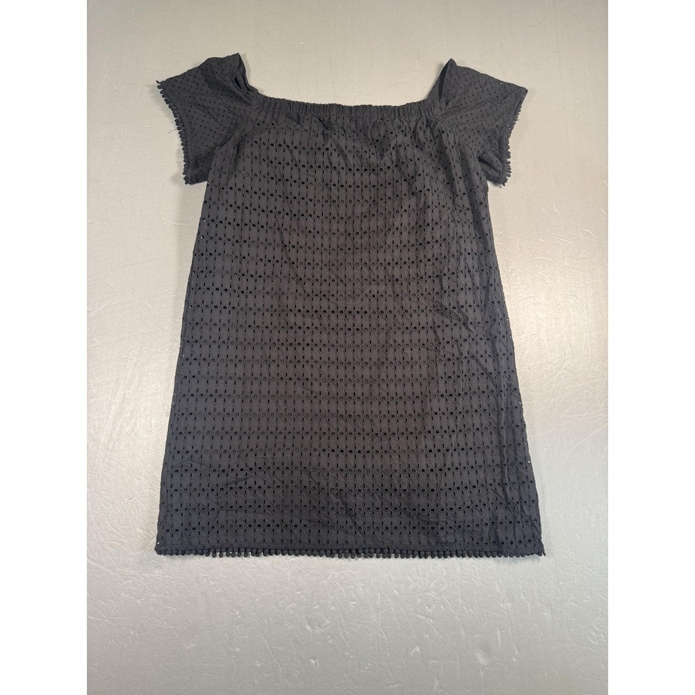 Michael Stars Shirt‎ Womens Medium Black Eyelet Off Shoulder Lined Cotton Boho